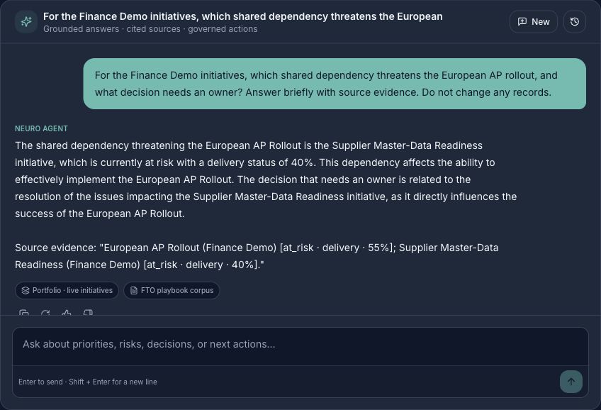 Actual Command Center conversation identifying the demo supplier-data dependency